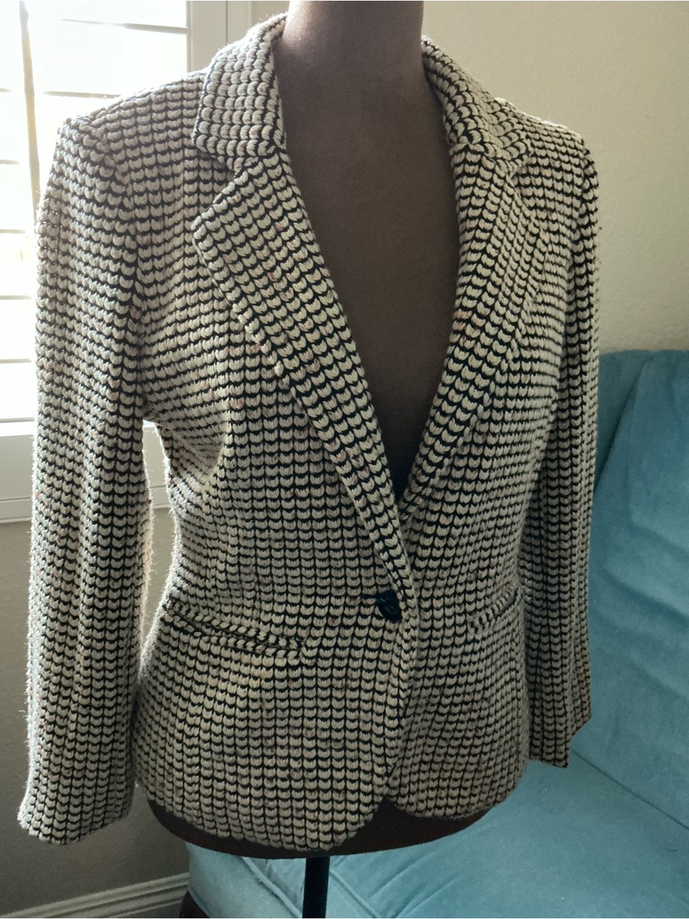 Cartonnier Anthropologie Blazer -Tan and Black textured